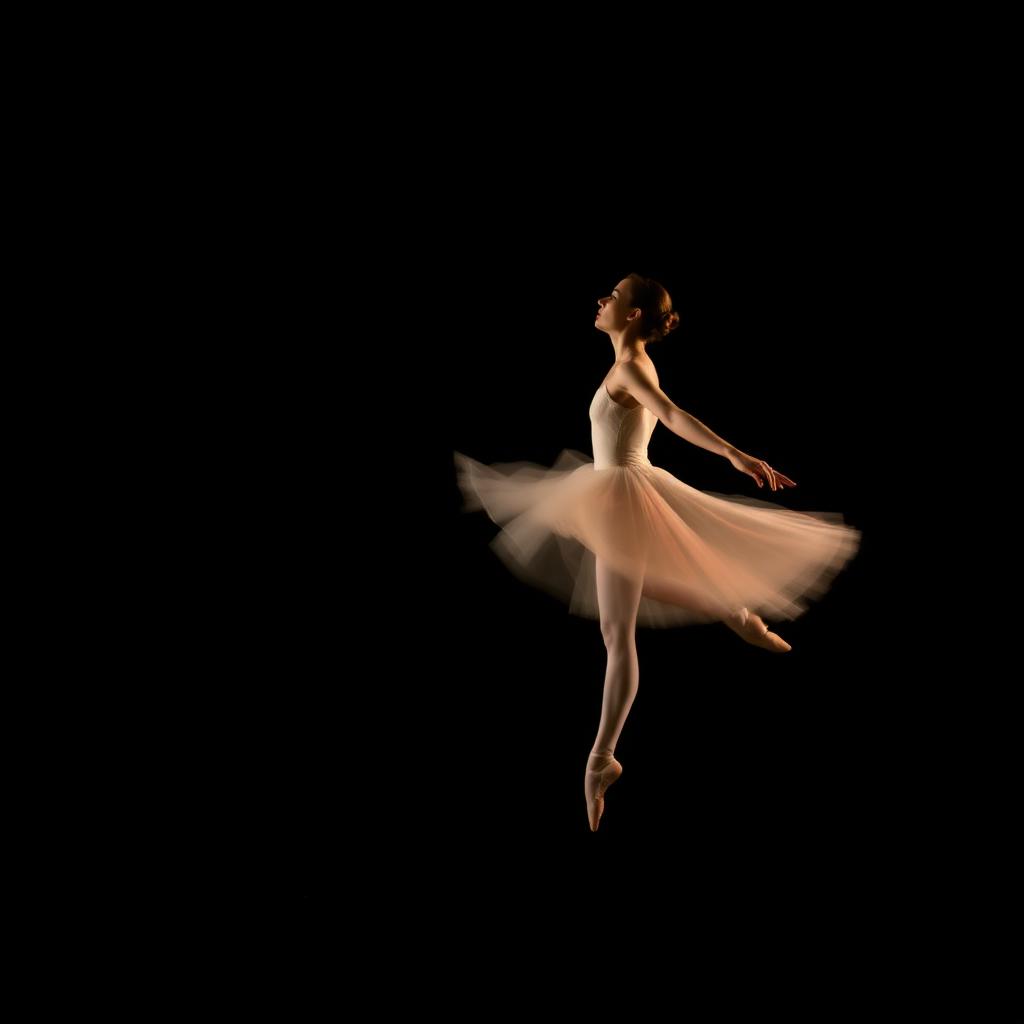 Ballerina in pointe, painted with light