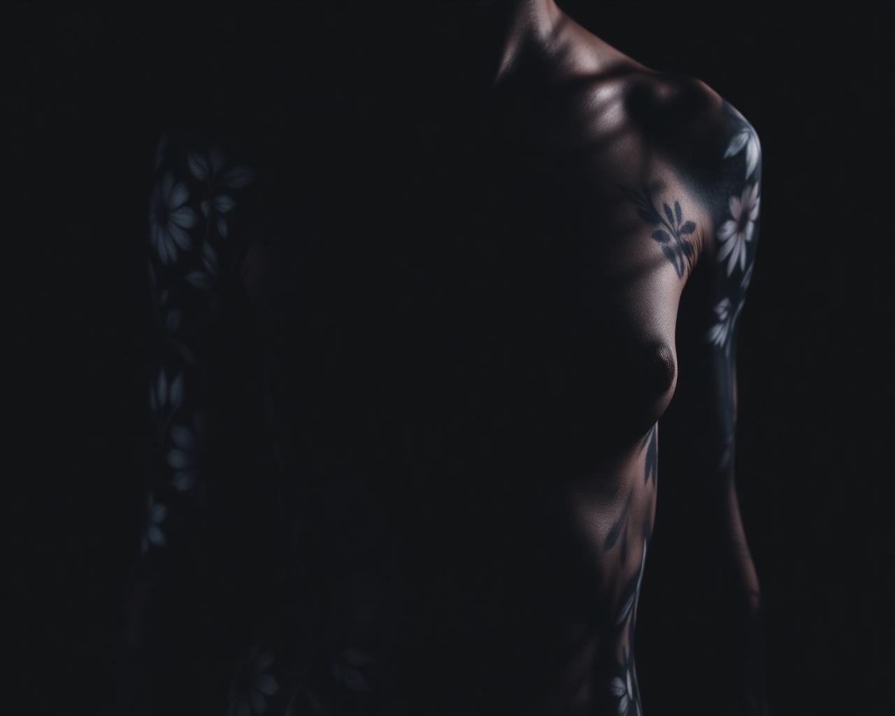 Botanical pattern projected onto skin